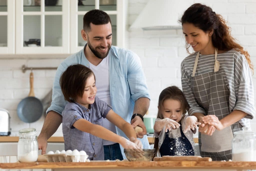 Family baking in the kitchen