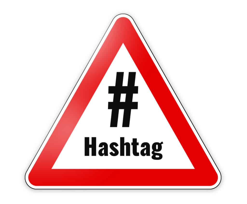 hashtag symbol on a yield sign