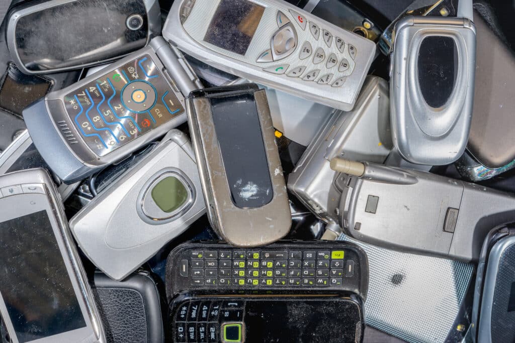pile of old flip phones