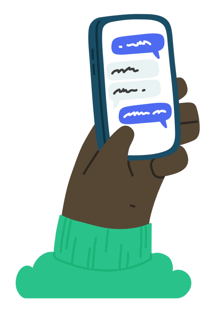 anonymous chatting on cellphone illustration